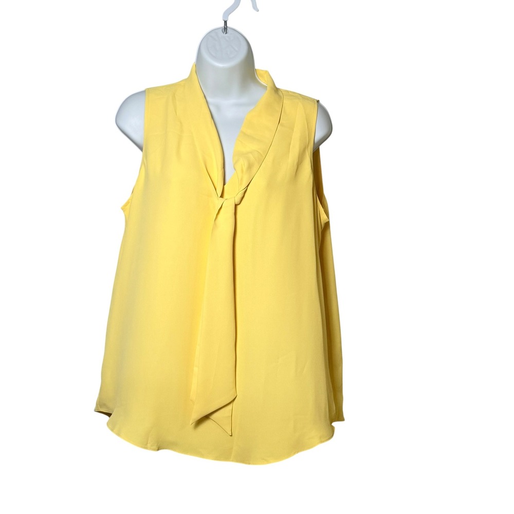 Ann Taylor Womens Yellow Tie Neck Sleeveless Blouse Top Size M NWT 40288857 - Picture 2 of 7